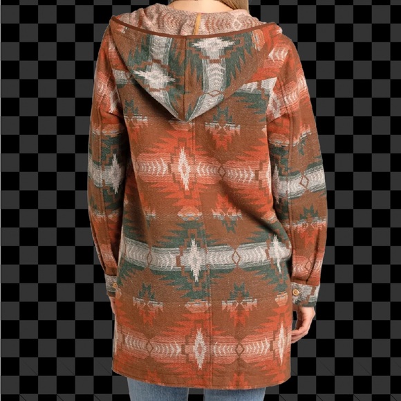 NEW ROCK & ROLL AZTEC JACQUARD COAT WITH HOOD - Picture 2 of 3